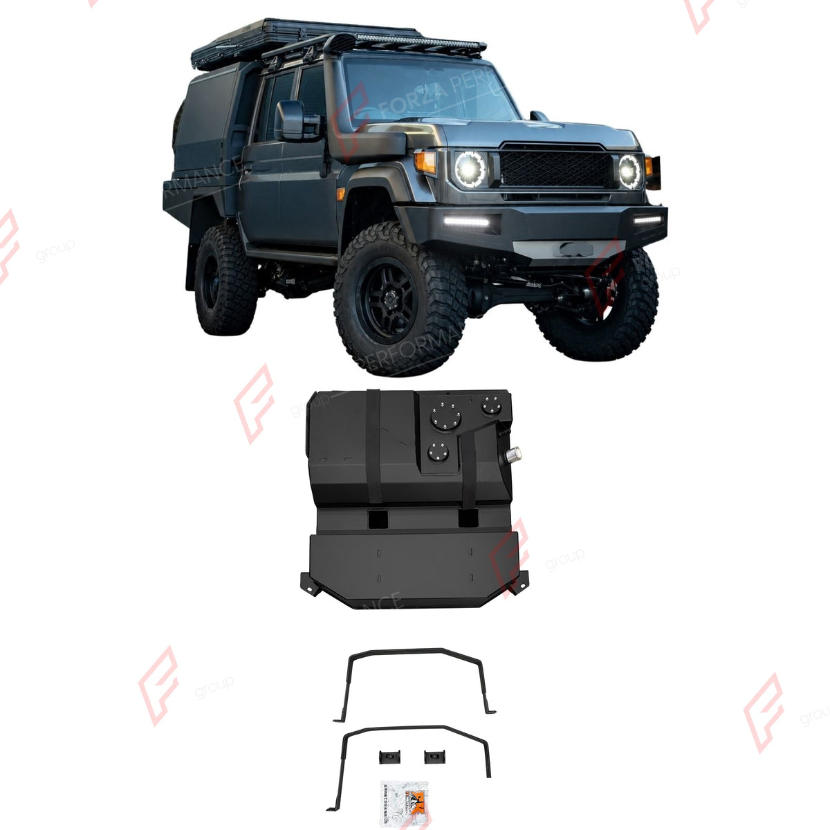 AUXILIARY LONG RANGE FUEL TANK SYSTEM 145L (EXTRA 38 GAL) EXTENDED RANGE for TOYOTA LAND CRUISER LC79 4.5T DIESEL 2007+