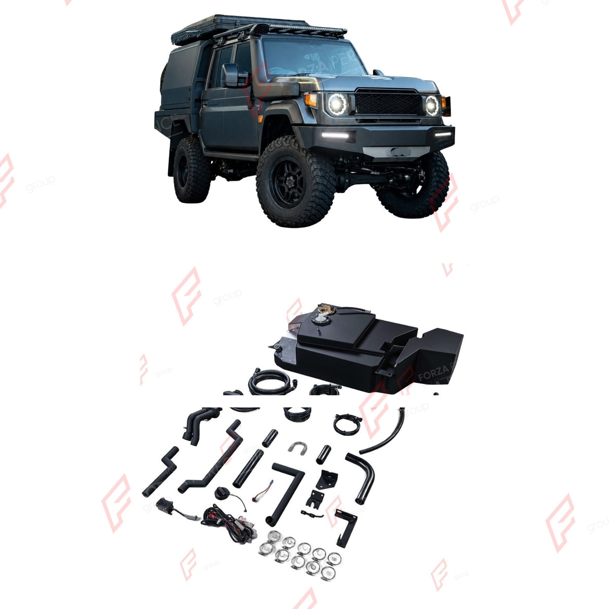 AUXILIARY LONG RANGE FUEL TANK SYSTEM 89L (EXTRA 24 GAL) EXTENDED RANGE for TOYOTA LAND CRUISER LC79 4-DOOR DIESEL 2024+
