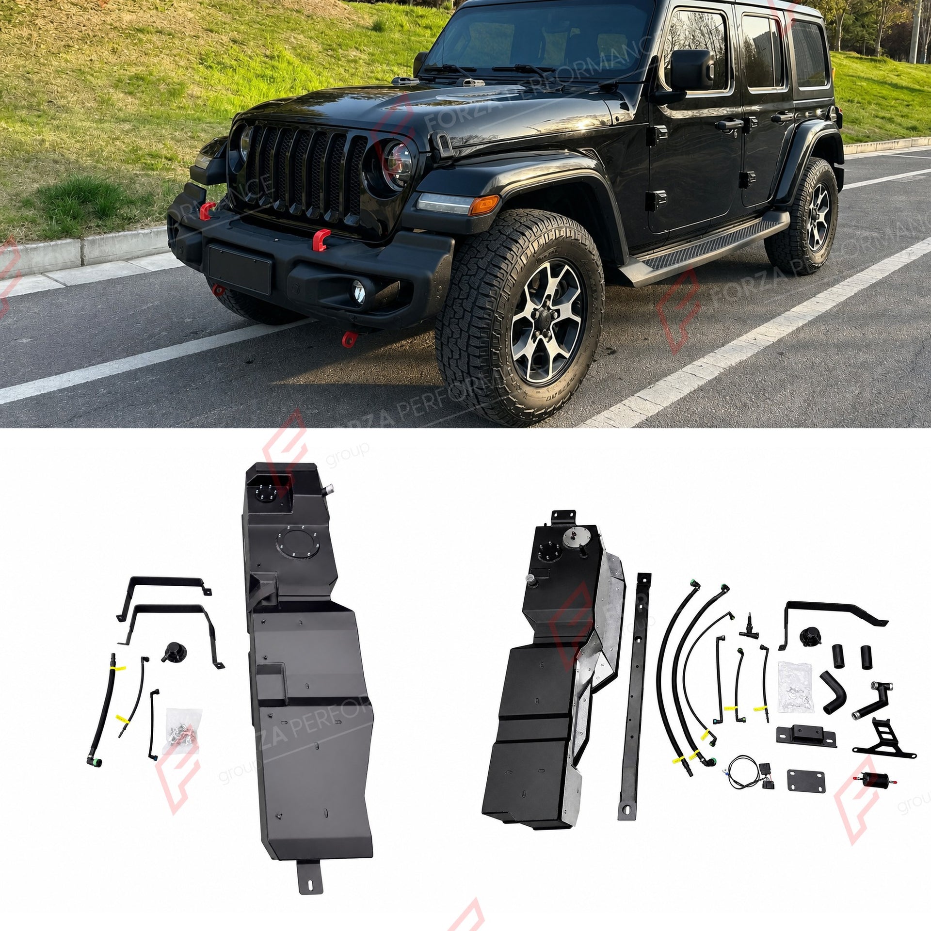 COMBO LONG RANGE FUEL TANK SYSTEM KIT 190L, +109L (EXTRA 29 GAL) EXTENDED RANGE for JEEP WRANGLER 2.0T PETROL (4-DOOR) 2018+