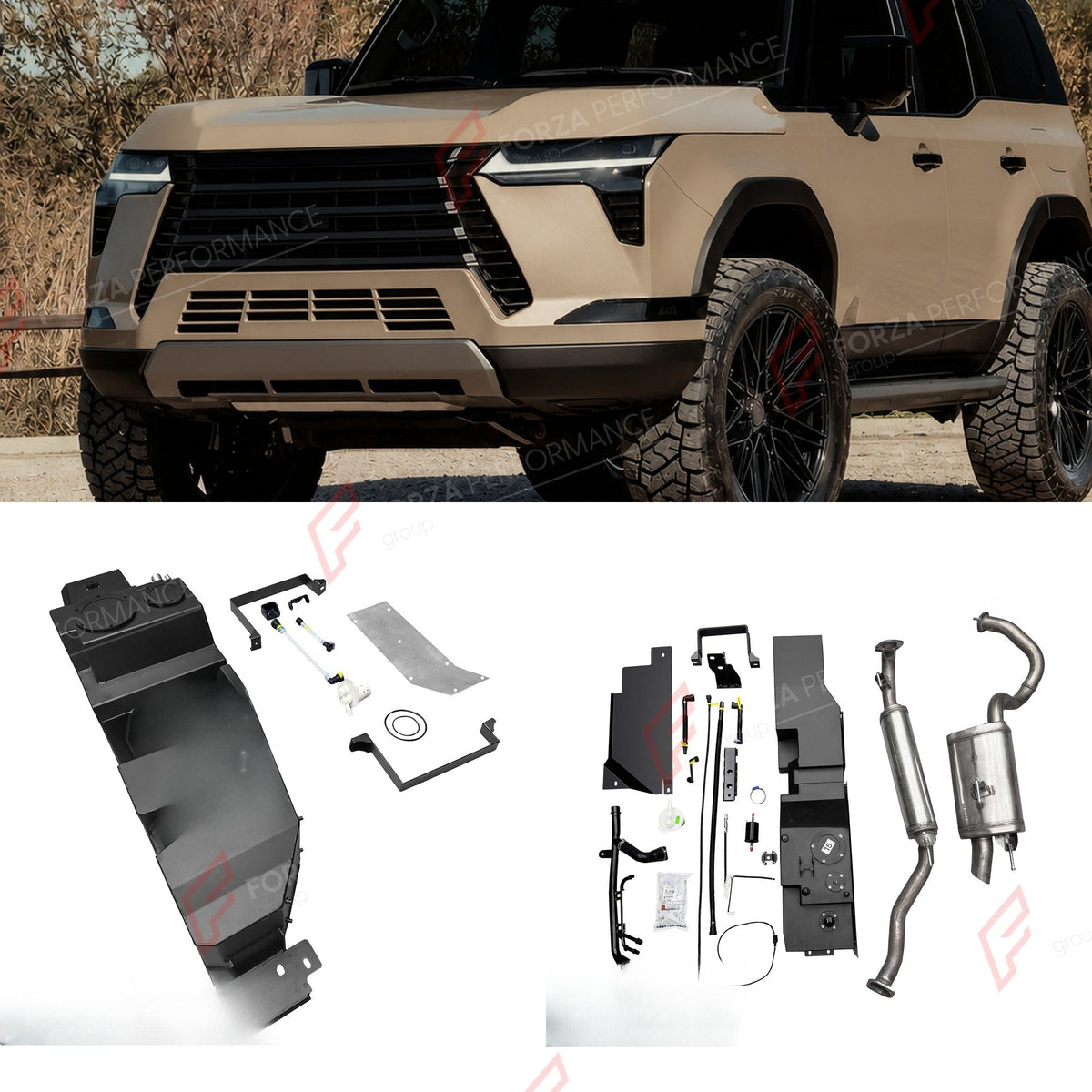 COMBO LONG RANGE FUEL TANK SYSTEM KIT 170L, +102L (EXTRA 27 GAL) EXTENDED RANGE for LEXUS GX550 2.4T PETROL 2024+