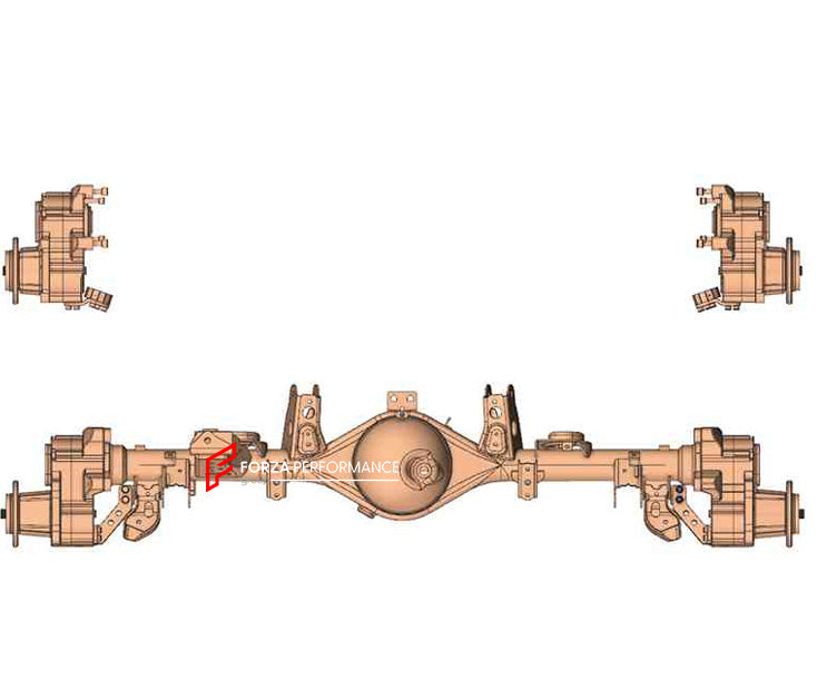 COMPLETE AXLE WITH PORTAL for TANK 300

Gear Ratio: 1.16

Clearance Increase: +120 mm

Wheels PCD: 6 x 139.7


Material: Aluminium

Color: Black, Gold, Silver, Grey, Red

Note: Professional installation is required