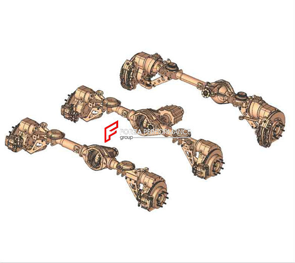 COMPLETE AXLE WITH PORTALS FOR 6x6 MERCEDES BENZ G CLASS AMG W463

Gear Ratio: 1.26

Clearance Increase: +150mm

Wheels PCD: 8 x 164.8


Material: Aluminium