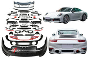 CONVERSION 911 992.1 TURBO SD BODY KIT for PORSCHE 911 991.1 991.2 CARRERA 2012 - 2019
Set includes:

Front Bumper Assembly
LED Daytime Running Lights
Rear Bumper Assembly
Tail Lights
Material: Plastic

NOTE: Rear Bumper does not fit wide-body versions. Professional installation is required.