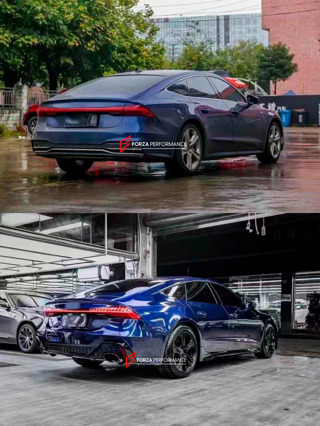 CONVERSION UPGRADE FACELIFT OLD TO NEW BODY KIT for AUDI A7 C8 4K8 2018 - 2023 to AUDI RS7 C8 BODY KIT
Set includes:

Front Bumper
Front Grille
Side Skirts
Rear Bumper with Diffuser
Exhaust Tips
Material: ABS Plastic

NOTE: Professional installation is required.