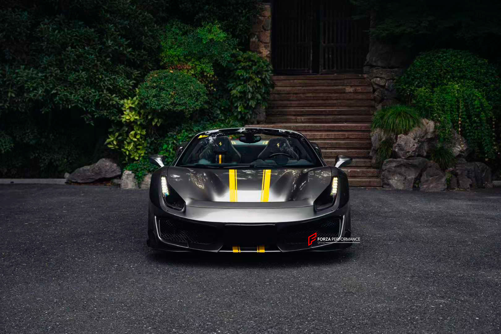 CONVERSION BODY KIT for FERRARI 488 SPIDER 2015+ upgrade to PISTA

Set includes:

Front Bumper
Carbon Front Lip
Carbon Hood/Bonnet
Carbon Side Skirts add-ons
Rear Bumper
Carbon Rear Diffuser
Rear Decklid Spoiler

Material: Dry Carbon Fiber