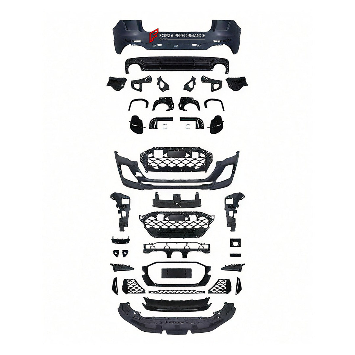 CONVERSION BODY KIT for AUDI Q8 4M FACELIFT 2024+ UPGRADE to AUDI RSQ8 4M FACELIFT 2024+

Set includes:

Front Bumper Assembly
Rear Bumper Assembly
Exhaust Tips
Material: Plastic

Note: Professional installation is required.
