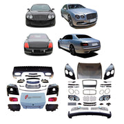 CONVERSION UPGRADE FACELIFT OLD TO NEW BODY KIT for Bentley Flying Spur 2005 - 2012 to Flying Spur 2013 - 2019
Set includes:

Front Lip
Front Bumper Assembly
Front Grille
Hood Bonnet
Ducktail Spoiler
Trunk Lid
Rear Bumper Assembly
Exhaust Tips
Material: Plastic

NOTE: Professional installation is required.