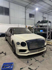Conversion Body Kit for Bentley Flying Spur 2010 to 2020+  Set include:   Front lip Hood Center Grille Lower mesh Rear bumper Fenders Taillights Headlights Hood Material: Plastic 