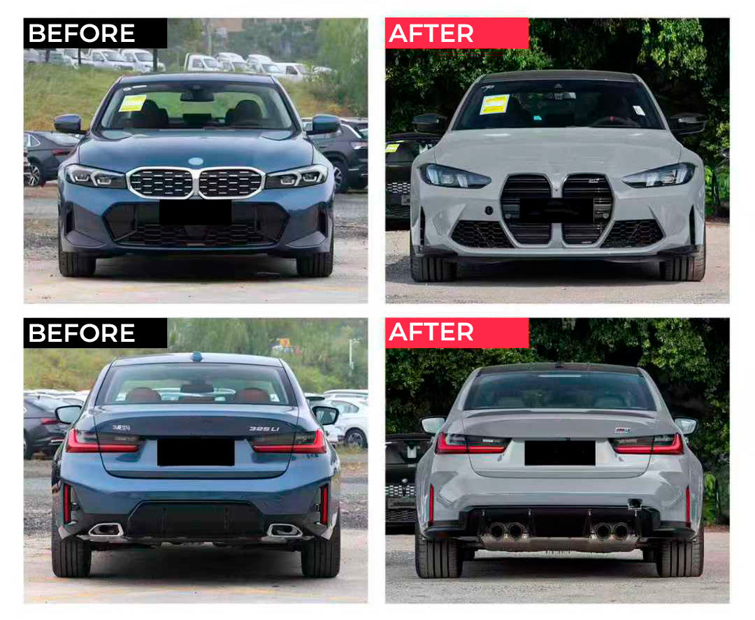 CONVERSION BODY KIT for BMW 3-SERIES G20 2024+ upgrade to M3 G80 LCI 2024+



Set includes:

Front Bumper Assembly
Front Grille
Headlights
Front Fenders
Hood / Bonnet
Side Skirts
Rear Bumper Assembly
Rear Diffuser
Exhaust Tips

Material: Plastic, Aluminium

NOTE: Professional installation is required.
