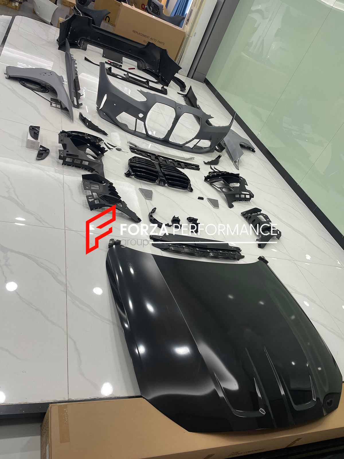 CONVERSION BODY KIT for BMW 4 SERIES G20 G22 G26 G23 to M4 G82 2020+  Set includes:  Front Bumper Assembly Front Grille Side Skirts Hood/Bonnet Rear Diffuser Rear Bumper Assembly