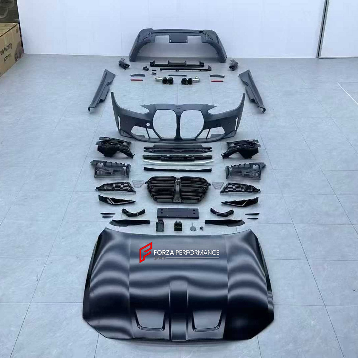 CONVERSION BODY KIT for BMW 4 SERIES G22 G23 2020 - 2024 UPGRADE to M4 G82 G83 2021 - 2024

Set includes:
Front Bumper Assembly
Front Grille
Hood Bonnet
Side Skirts
Rear Bumper Assembly
Exhaust Tips

Material: Plastic

NOTE: Professional installation is required.