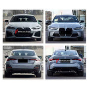CONVERSION BODY KIT for BMW 4 SERIES G22 G23 2020 - 2024 UPGRADE to M4 G82 G83 2021 - 2024

Set includes:
Front Bumper Assembly
Front Grille
Hood Bonnet
Side Skirts
Rear Bumper Assembly
Exhaust Tips

Material: Plastic

NOTE: Professional installation is required.