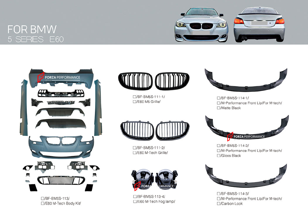 CONVERSION BODY KIT PARTS for BMW 5 SERIES E60 FACELIFT 2007 - 2010 UPGRADE to M5 E60 2004 - 2010 GRILLE FOG LAMP FRONT LIP



&nbsp;Set includes:

Front Bumper

Side Skirts

Rear Bumper
Rear Diffuser

Parts:

Front Lip
Front Grille
Fog Lamp

Material: Plastic

Note: Professional installation is required.

Each part can be sent separately. If you need a specific part, please contact us.

Please let us know what product are you interested in exactly.

Contact us for pricing.

Payment ►
Visa

Mastercard

PayP