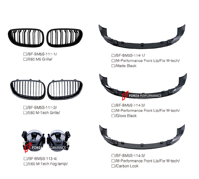 CONVERSION BODY KIT PARTS for BMW 5 SERIES E60 FACELIFT 2007 - 2010 UPGRADE to M5 E60 2004 - 2010 GRILLE FOG LAMP FRONT LIP



&nbsp;Set includes:

Front Bumper

Side Skirts

Rear Bumper
Rear Diffuser

Parts:

Front Lip
Front Grille
Fog Lamp

Material: Plastic

Note: Professional installation is required.

Each part can be sent separately. If you need a specific part, please contact us.

Please let us know what product are you interested in exactly.

Contact us for pricing.

Payment ►
Visa

Mastercard

PayP