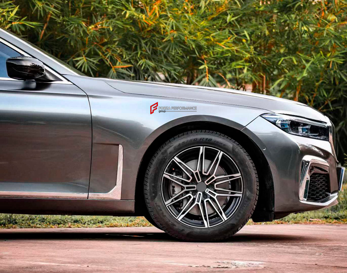 CONVERSION UPGRADE FACELIFT OLD TO NEW BODY KIT for BMW 7 Series F01 F02 2008 - 2015 to G11 G12 2015 - 2022
Set includes:

Front Lip
Front Bumper Assembly
Front Grille
License Plate
Hood Bonnet
Front Fenders
Body Side Door Moldings
Rear Diffuser
Rear Bumper Assembly
Exhaust Tips
Material: Plastic

NOTE: Professional installation is required.