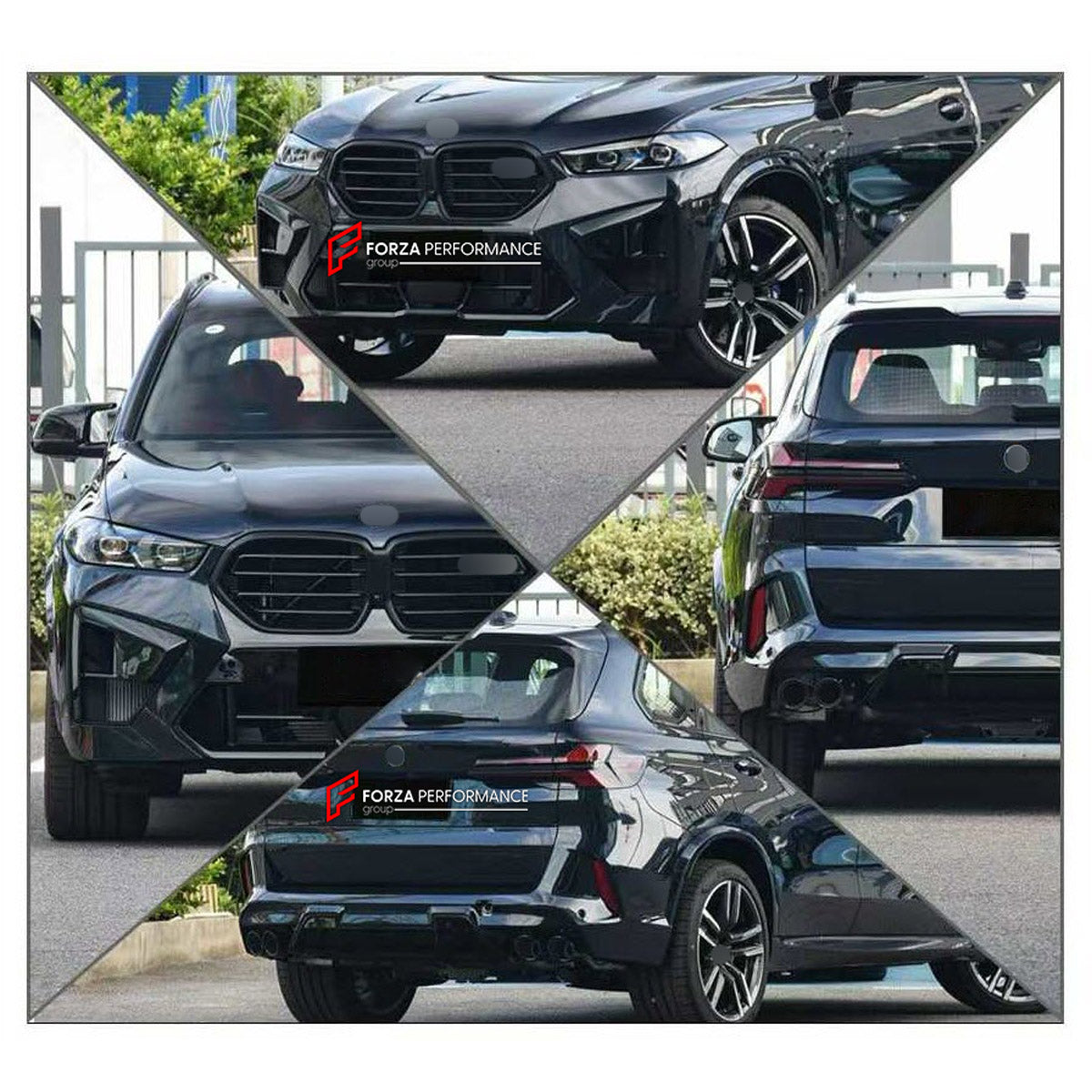CONVERSION BODY KIT for BMW X5 G05 LCI 2023+ UPGRADE to X5M F95 LCI 2023+

Set includes:
Front Bumper Assembly
Front Grille
Fender Flares
Rear Bumper Assembly
Rear Diffuser
Exhaust Tips

Material: Plastic

NOTE: Professional installation is required.