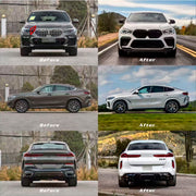 CONVERSION BODY KIT for BMW X6 G06 2019 - 2023 UPGRADE to BMW X6 M F96 2020 - 2023

Set includes:

Front Bumper Assembly
Fender Flares
Side Skirts

Rear Bumper
Rear Diffuser
Exhaust Tips

Each part of this kit can be sent separately. Please contact us if you need a specific part.

Material: Plasctic

NOTE: Professional installation is required