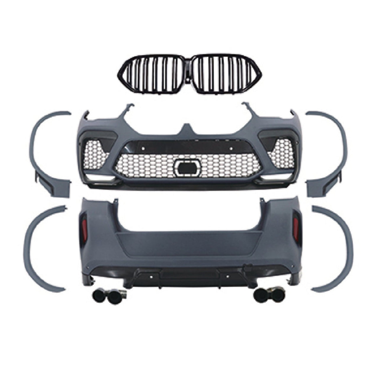 CONVERSION BODY KIT for BMW X6 G06 2020 - 2023 to X6M F96  Set includes:  Front Bumper Front Grille Side Fenders Rear Bumper
