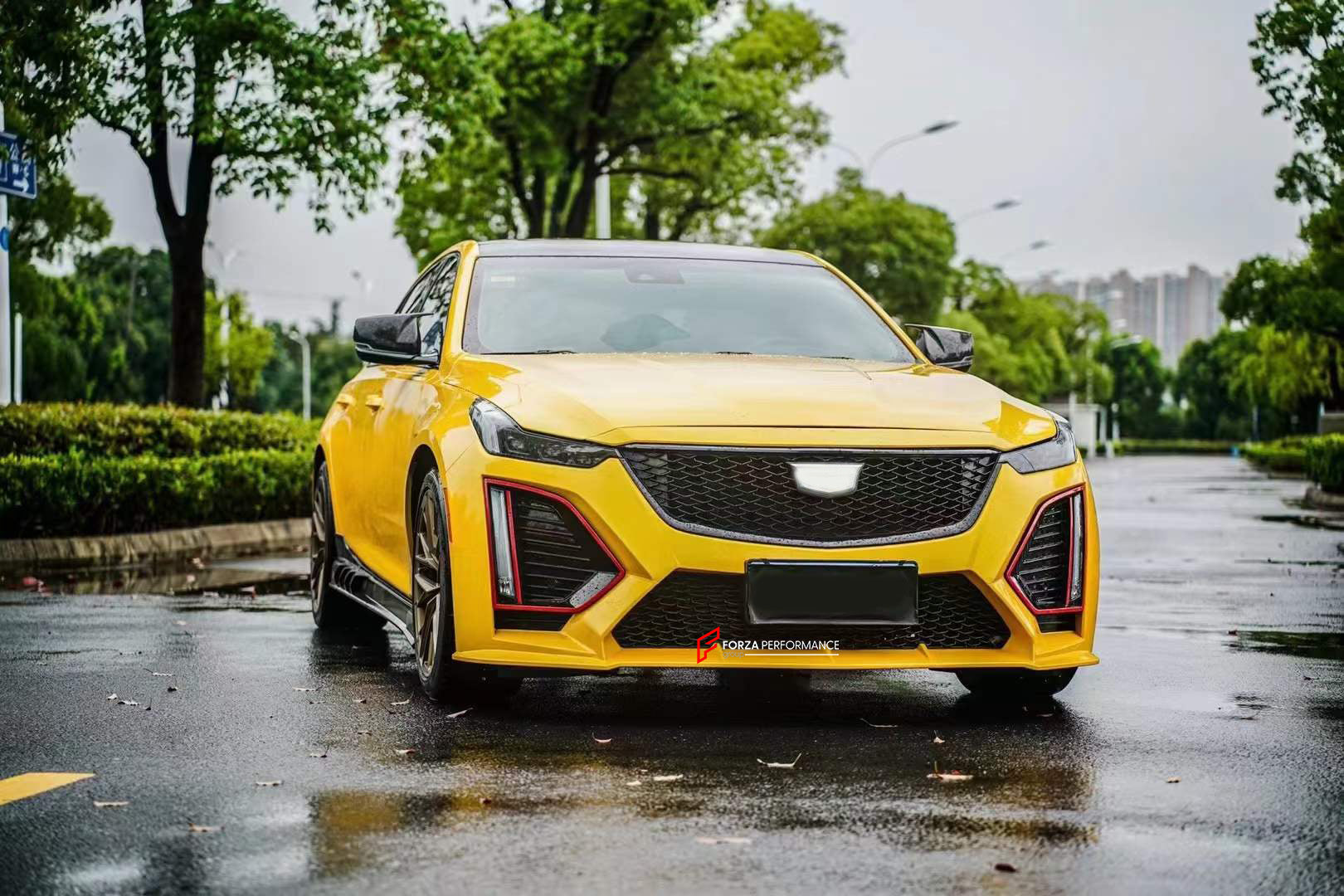 CONVERSION BODY KIT FOR CADILLAC CT5 UPGRADE TO CT5 BLACKWING GT SPORT STYLE

Set include:  

Front Bumper
Side Fenders
Side Skirts

Material: Plastic