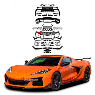CONVERSION BODY KIT for CHEVROLET CORVETTE C8 STINGRAY 2020+ UPGRADE to Z06 FACELIFT

Set includes:


Front Bumper Assembly
Front Fenders
Air Vent Trims
Side Skirts
Rear Fenders
Rear Bumper Assembly
Rear Spoiler

Material: Plastic PP + Aluminum

Note: Professional installation is required.