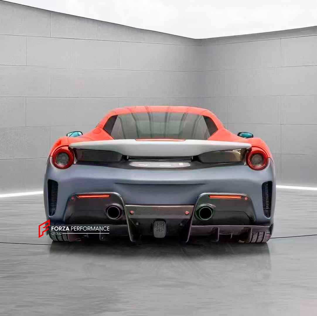 CONVERSION BODY KIT FOR FERRARI 488 2015 - 2020 upgrade to PISTA

Set includes:

Front Lip
Front Bumper Mesh
Front Bumper Trims
Front Bumper with Air Vent
Front Lid with Air Vent
Central Cosmetic Cover
Cosmetic Trims
Luggage
Front Wheelhouse
Side Skirts
Air Intake Flaps Vents Cover
Gas Cap
Rear Spoiler
Rear Bumper
Rear Diffuser

Material: Plastic with Carbon

Note: Professional installation is required