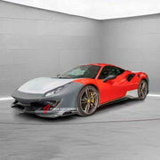 CONVERSION BODY KIT FOR FERRARI 488 2015 - 2020 upgrade to PISTA

Set includes:

Front Lip
Front Bumper Mesh
Front Bumper Trims
Front Bumper with Air Vent
Front Lid with Air Vent
Central Cosmetic Cover
Cosmetic Trims
Luggage
Front Wheelhouse
Side Skirts
Air Intake Flaps Vents Cover
Gas Cap
Rear Spoiler
Rear Bumper
Rear Diffuser

Material: Plastic with Carbon

Note: Professional installation is required