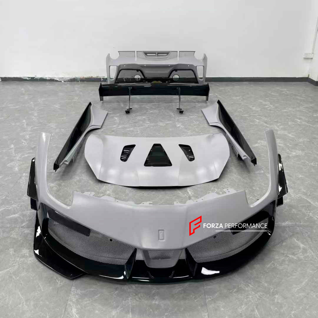 CONVERSION UPGRADE DRY CARBON BODY KIT for FERRARI 488 2015 - 2020 UPGRADE to 488 CHALLENGE EVO FACELIFT

Set includes:

Front Lip
Front Bumper
Front Bumper Canards
Hood / Bonnet
Side Skirts
Rear Spoiler
Rear Bumper
Rear Diffuser
Exhaust Tips

Material: Dry Carbon

Note: Professional installation is required.

Payment ►
Visa
Mastercard
PayPal with a credit card (add 4.4% at checkout)
Payoneer
Cryptocurrency
Shipment ►
By express DHL/UPS/TNT/FedEx
To the local international airport
Special line by air
Specia