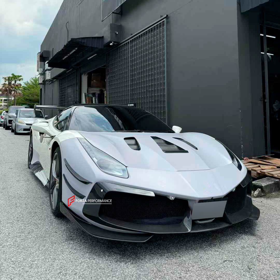CONVERSION UPGRADE DRY CARBON BODY KIT for FERRARI 488 2015 - 2020 UPGRADE to 488 CHALLENGE EVO FACELIFT

Set includes:

Front Lip
Front Bumper
Front Bumper Canards
Hood / Bonnet
Side Skirts
Rear Spoiler
Rear Bumper
Rear Diffuser
Exhaust Tips

Material: Dry Carbon

Note: Professional installation is required.

Payment ►
Visa
Mastercard
PayPal with a credit card (add 4.4% at checkout)
Payoneer
Cryptocurrency
Shipment ►
By express DHL/UPS/TNT/FedEx
To the local international airport
Special line by air
Specia