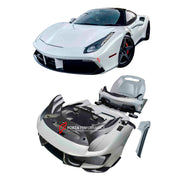 CONVERSION BODY KIT FOR FERRARI 488 2015 - 2020 upgrade to PISTA

Set includes:

Front Lip
Front Bumper
Hood / Bonnet
Side Skirts

Rear Decklid Spoiler
Rear Bumper
Rear Diffuser

Material: Carbon Fiber

Note: Professional installation is required