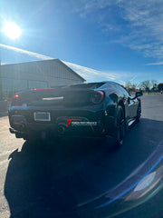Conversion body kit Ferrari 488 Pista for Ferrari 488 2015+

Set include:

Front bumper
Carbon front lip 
Carbon hood/bonnet
Carbon side skirts add-ons
Rear bumper
Carbon rear diffuser
Rear decklid spoiler
Material: Autoclaved fiberglass and dry carbon fiber

Note: Professional installation is required

Production time: 14 Days