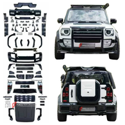 CONVERSION BODY KIT for JETOUR T2 TRAVELLER 2024+ UPGRADE to LAND ROVER DEFENDER L663 2020+

Set includes:
Front Lip
Front Bumper Assembly
Front Grille
Headlights
Hood Bonnet
Fender Flares
Tail Lights
Rear Bumper Assembly
Rear Diffuser
Exhaust Tips

Material: Plastic

NOTE: Professional installation is required.