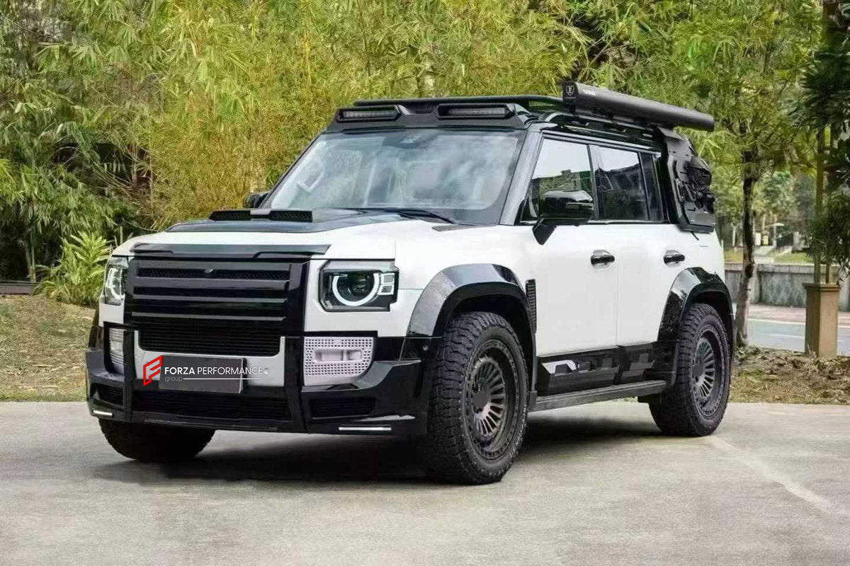 CONVERSION BODY KIT for JETOUR T2 TRAVELLER 2024+ UPGRADE to LAND ROVER DEFENDER L663 2020+

Set includes:
Front Lip
Front Bumper Assembly
Front Grille
Headlights
Hood Bonnet
Fender Flares
Tail Lights
Rear Bumper Assembly
Rear Diffuser
Exhaust Tips

Material: Plastic

NOTE: Professional installation is required.