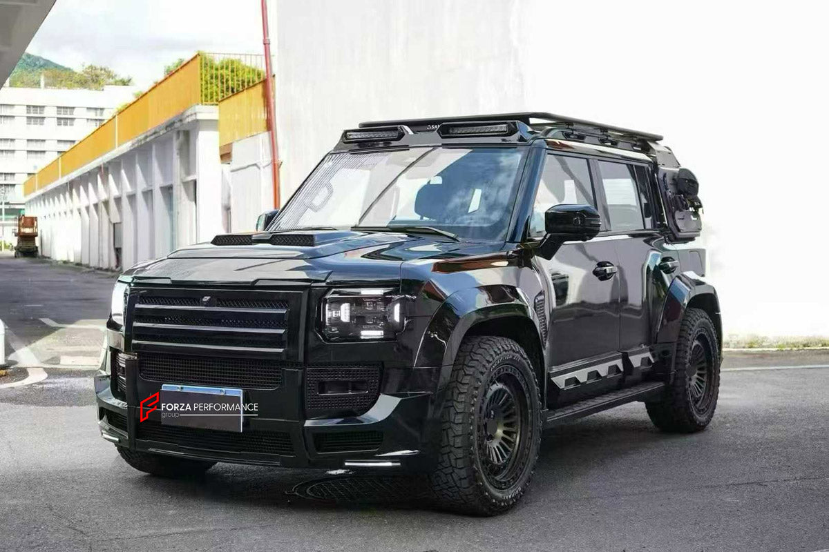 CONVERSION BODY KIT for JETOUR T2 TRAVELLER 2024+ UPGRADE to LAND ROVER DEFENDER L663 2020+

Set includes:
Front Lip
Front Bumper Assembly
Front Grille
Headlights
Hood Bonnet
Fender Flares
Tail Lights
Rear Bumper Assembly
Rear Diffuser
Exhaust Tips

Material: Plastic

NOTE: Professional installation is required.