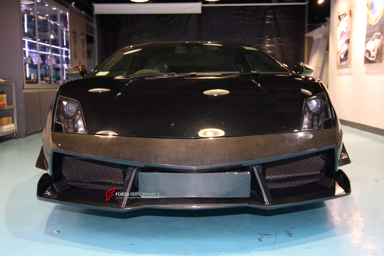 CONVERSION BODY KIT for LAMBORGHINI GALLARDO FACELIFT 2009 - 2014 UPGRADE to SUPERTROFEO

Set includes:

Front Bumper
Side Skirts
Engine Cover
Wing Spoiler

Material: Carbon

Note: Professional installation is required.