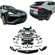CONVERSION BODY KIT for LAMBORGHINI URUS 2018 - 2022 upgrade to PERFORMANTE

Set includes:

Front Lip
Front Bumper Assembly
Hood
Fender Flares
Side Mirror Covers
Side Skirts
Rear Trunk Spoiler
Roof Spoiler
Rear Bumper Asembly
Rear Diffuser
Interior Covers
Interior Trims

Material: Plastic + Carbon

Note: Professional installation is required.