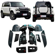 CONVERSION UPGRADE FACELIFT OLD TO NEW BODY KIT for Land Rover Defender L663 2020 - 2025 to Defender L663 Facelift 2026+
Set includes:

Front Headlights
Front Bumper Add ons
Front Hood Trims
Front Fender Vents
Rear Tail Lights Covers
Rear Bumper Add ons
Material: Plastic

NOTE: Professional installation is required.