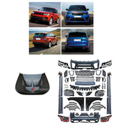 CONVERSION UPGRADE FACELIFT OLD TO NEW BODY KIT for Land Rover Range Rover Sport 2014 - 2017 to Sport SVR Facelift 2022+
Set includes:

Front Lip
Front Bumper Assembly
Front Grille
Fenders
Side Skirts
Rear Bumper Assembly
Rear Diffuser
Exhaust Tips
Material: Plastic

NOTE: Professional installation is required.