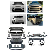 CONVERSION UPGRADE FACELIFT OLD TO NEW BODY KIT for Land Rover Range Rover Sport 2023+ to Sport SVR 2023+
Set includes:

Front Lip
Front Bumper Assembly
Front Grille
Rear Bumper Assembly
Exhaust Tips
Material: Plastic

NOTE: Professional installation is required.