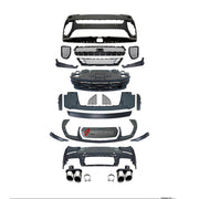 CONVERSION UPGRADE FACELIFT OLD TO NEW BODY KIT for Land Rover Range Rover Sport 2023+ to Sport SVR 2023+
Set includes:

Front Lip
Front Bumper Assembly
Front Grille
Rear Bumper Assembly
Exhaust Tips
Material: Plastic

NOTE: Professional installation is required.