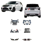 CONVERSION BODY KIT for LAND ROVER RANGE ROVER SPORT L494 2013 - 2018 UPGRADE to SVR L494 FACELIFT 2017 - 2022 FORZA PERFORMANCE custom fit SVR Style

Set includes:
Front Bumper Assembly
Front Grille
Headlights
Front Fenders
Side Skirts
Tail Lights
Rear Bumper Assembly
Exhaust Tips

Material: Plastic

NOTE: Professional installation is required.