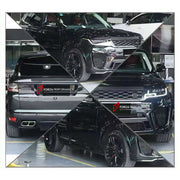 CONVERSION BODY KIT for LAND ROVER RANGE ROVER SPORT L494 2013 - 2018 UPGRADE to SVR L494 FACELIFT 2017 - 2022 FORZA PERFORMANCE custom fit SVR Style

Set includes:
Front Bumper Assembly
Front Grille
Headlights
Front Fenders
Side Skirts
Tail Lights
Rear Bumper Assembly
Exhaust Tips

Material: Plastic

NOTE: Professional installation is required.