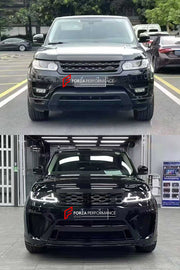 CONVERSION BODY KIT for LAND ROVER RANGE ROVER SPORT L494 2013 - 2018 UPGRADE to SVR L494 FACELIFT 2017 - 2022 FORZA PERFORMANCE custom fit SVR Style

Set includes:
Front Bumper Assembly
Front Grille
Headlights
Front Fenders
Side Skirts
Tail Lights
Rear Bumper Assembly
Exhaust Tips

Material: Plastic

NOTE: Professional installation is required.
