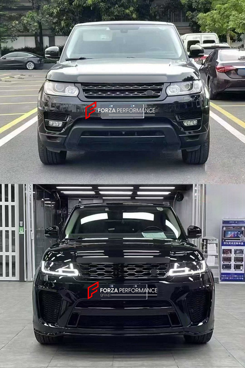CONVERSION BODY KIT for LAND ROVER RANGE ROVER SPORT L494 2013 - 2018 UPGRADE to SVR L494 FACELIFT 2017 - 2022 FORZA PERFORMANCE custom fit SVR Style

Set includes:
Front Bumper Assembly
Front Grille
Headlights
Front Fenders
Side Skirts
Tail Lights
Rear Bumper Assembly
Exhaust Tips

Material: Plastic

NOTE: Professional installation is required.