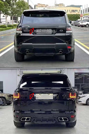 CONVERSION BODY KIT for LAND ROVER RANGE ROVER SPORT L494 2013 - 2018 UPGRADE to SVR L494 FACELIFT 2017 - 2022 FORZA PERFORMANCE custom fit SVR Style

Set includes:
Front Bumper Assembly
Front Grille
Headlights
Front Fenders
Side Skirts
Tail Lights
Rear Bumper Assembly
Exhaust Tips

Material: Plastic

NOTE: Professional installation is required.