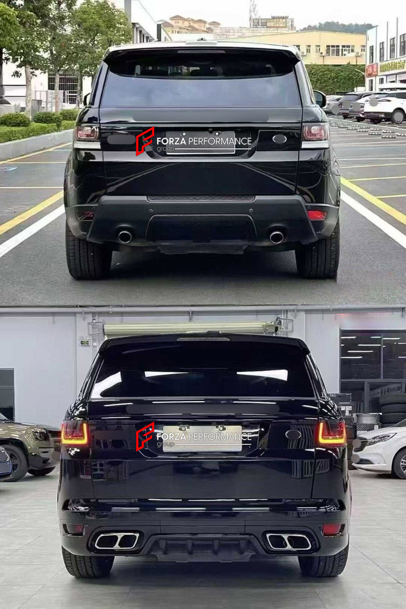 CONVERSION BODY KIT for LAND ROVER RANGE ROVER SPORT L494 2013 - 2018 UPGRADE to SVR L494 FACELIFT 2017 - 2022 FORZA PERFORMANCE custom fit SVR Style

Set includes:
Front Bumper Assembly
Front Grille
Headlights
Front Fenders
Side Skirts
Tail Lights
Rear Bumper Assembly
Exhaust Tips

Material: Plastic

NOTE: Professional installation is required.