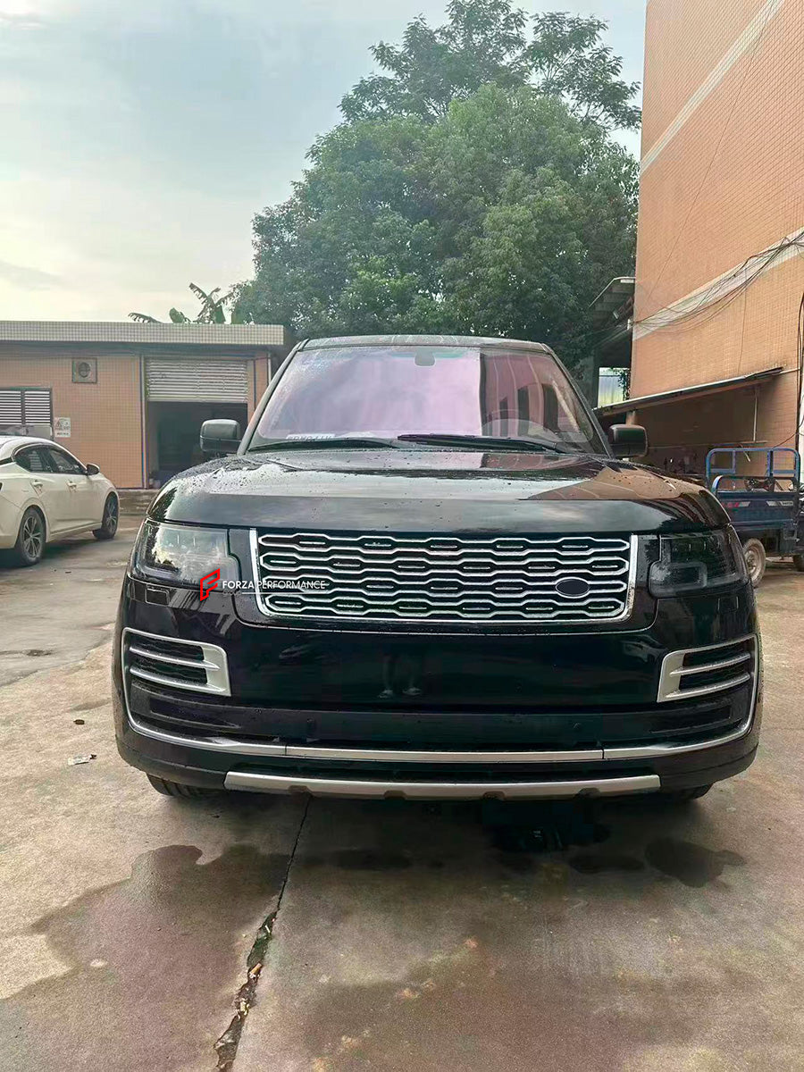 CONVERSION BODY KIT FOR LAND ROVER RANGE ROVER VOGUE L322 2002 - 2012 UPGRADE to L405 FACELIFT 2017 - 2021

Set includes:
Front lip

Front Bumper Assembly
Headlights
Front Fenders - Iron
Hood / Bonnet - Aluminum

Front Grille

Lower mesh grille
Rear bumper
Rear Tail lights

Material: Plastic + Aluminum + Iron