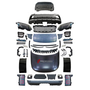 CONVERSION UPGRADE FACELIFT OLD TO NEW BODY KIT for Land Rover Range Rover Vogue 2013 - 2017 to Vogue 2022+
Set includes:

Front Lip
Front Bumper Assembly
Front Grille
Hood Bonnet
Rear Bumper Assembly
Rear Diffuser
Exhaust Tips
Material: Plastic

NOTE: Professional installation is required.