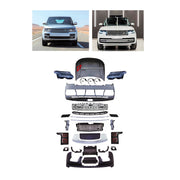 CONVERSION UPGRADE FACELIFT OLD TO NEW BODY KIT for Land Rover Range Rover Vogue 2013 - 2017 to Vogue 2023+
Set includes:

Front Lip
Front Bumper Assembly
Front Grille
Hood Bonnet
Rear Bumper Assembly
Rear Diffuser
Exhaust Tips
Material: Plastic

NOTE: Professional installation is required.
