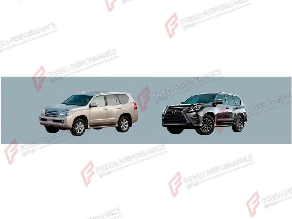 CONVERSION BODY KIT for LEXUS GX460 J150 2009 - 2019 UPGRADE to GX460 J150 FACELIFT 2020 - 2023

Set includes:
Front Bumper Assembly
Front Grille
Headlights
Tail Lights
Rear Bumper Assembly

Material: Plastic

NOTE: Professional installation is required.