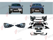 CONVERSION BODY KIT for LEXUS IS250 2013 - 2016 UPGRADE to IS250 FACELIFT 2020+

Set includes:
Front Lip
Front Bumper Assembly
Front Grille
Headlights
License Plate
Front Fenders
Fender Flares
Rear Fenders

Material: Plastic

NOTE: Professional installation is required.